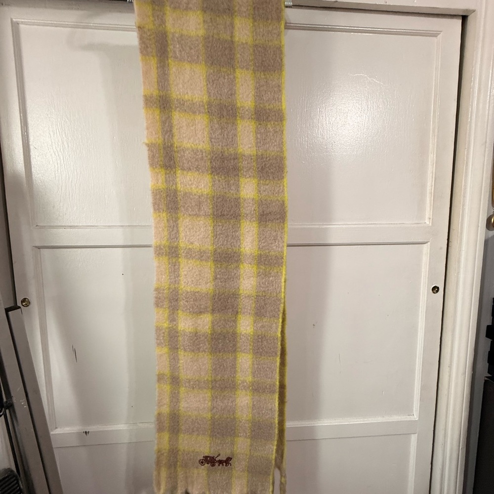 Coach Yellow and Cream Wool Scarf